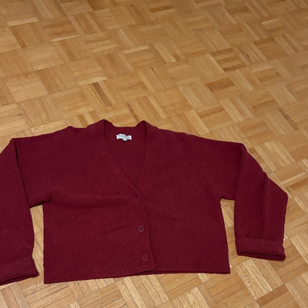 Nation Women's Burgundy cardigan. NWOT